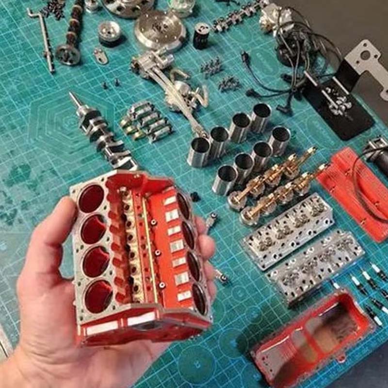 Dynamic V8 Engine Model Kit with Spark Ignition and Durable Metal Parts