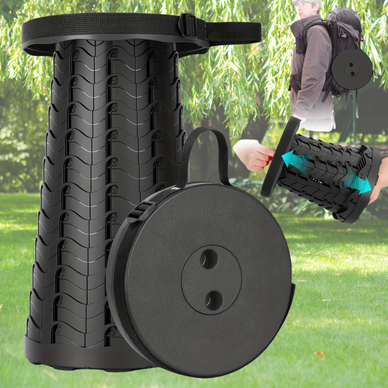 Portable Adjustable Stool with Travel Straps – 330 lb Capacity