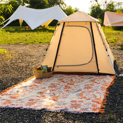 Floral Throw Blanket in Rustic Bohemian Style