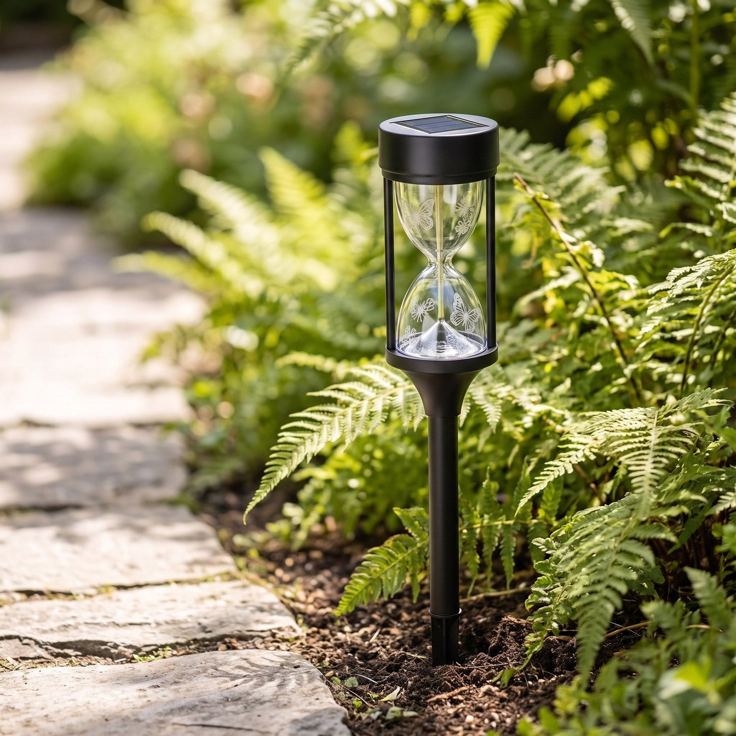 Hourglass-Shaped Solar Lights for Garden Pathways