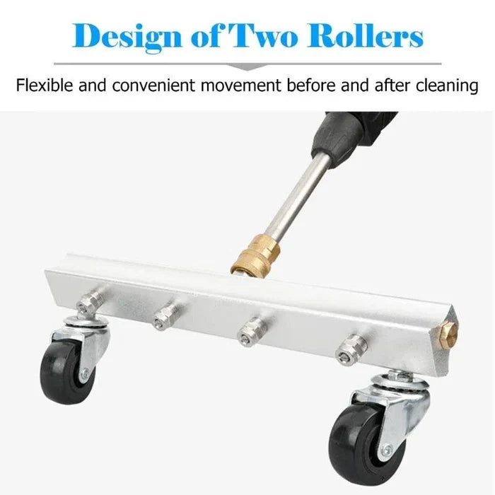Stainless Steel Underbody Pressure Washer Tool with Swivel Wheels for Trucks, SUVs, Trailers