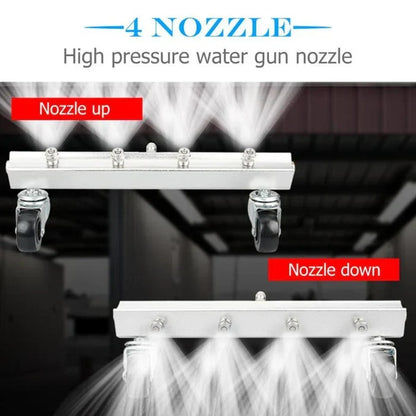 Stainless Steel Underbody Pressure Washer Tool with Swivel Wheels for Trucks, SUVs, Trailers