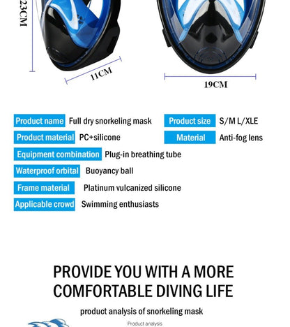 All-Around Snorkeling Mask with Ball Valve Seal and Camera Holder
