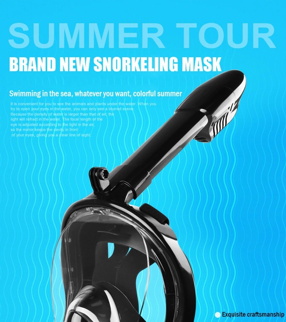 All-Around Snorkeling Mask with Ball Valve Seal and Camera Holder