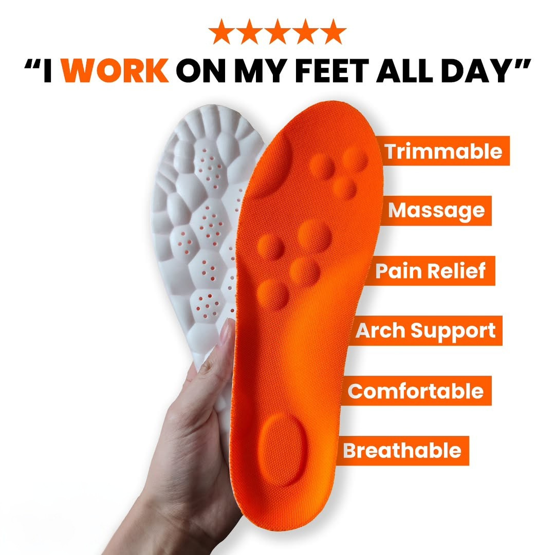 ComfortFit Massage Insoles with Arch Support and Customizable Length