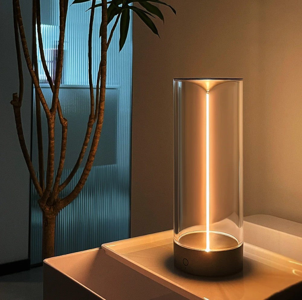 LED Table Lamp with Dimmer – Wireless Glass Design