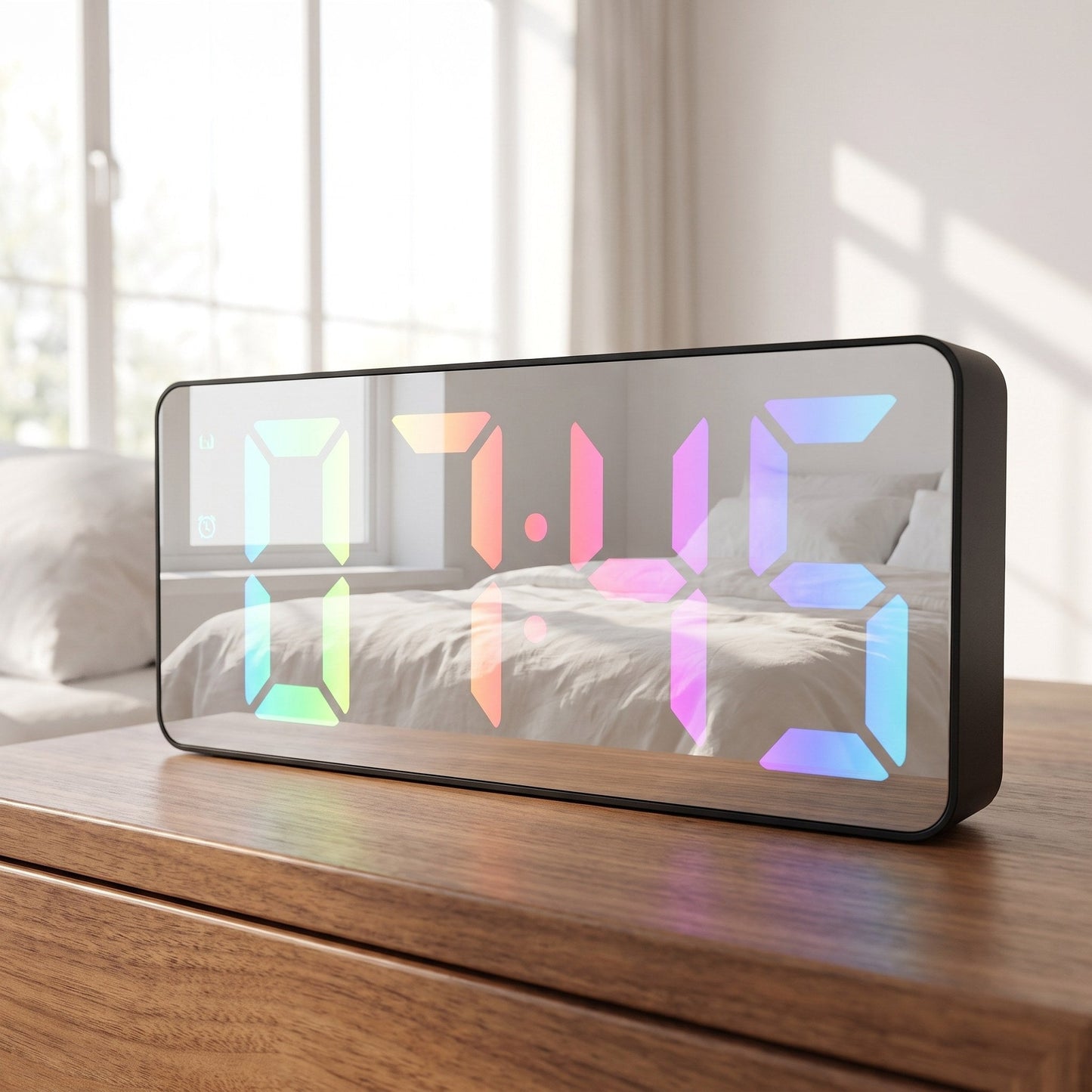 Mirror Finish Digital Clock with Alarm Function