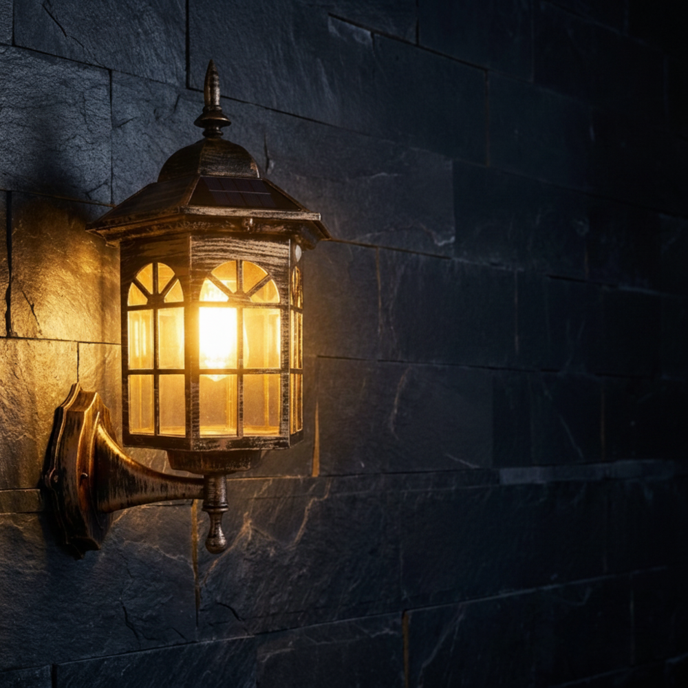 Outdoor Wall Lantern with Solar Motion Detection