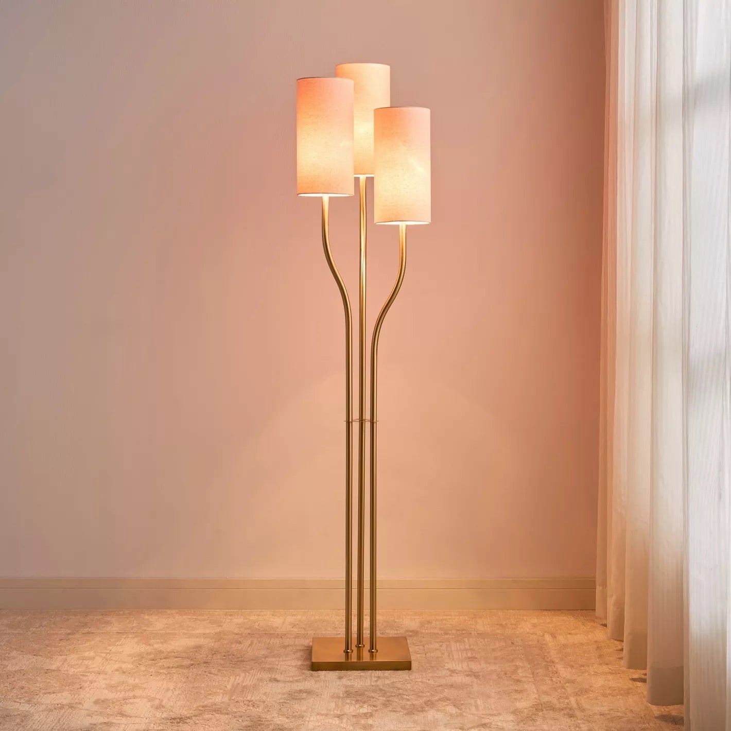 Elegant Golden Metal Floor Lamp