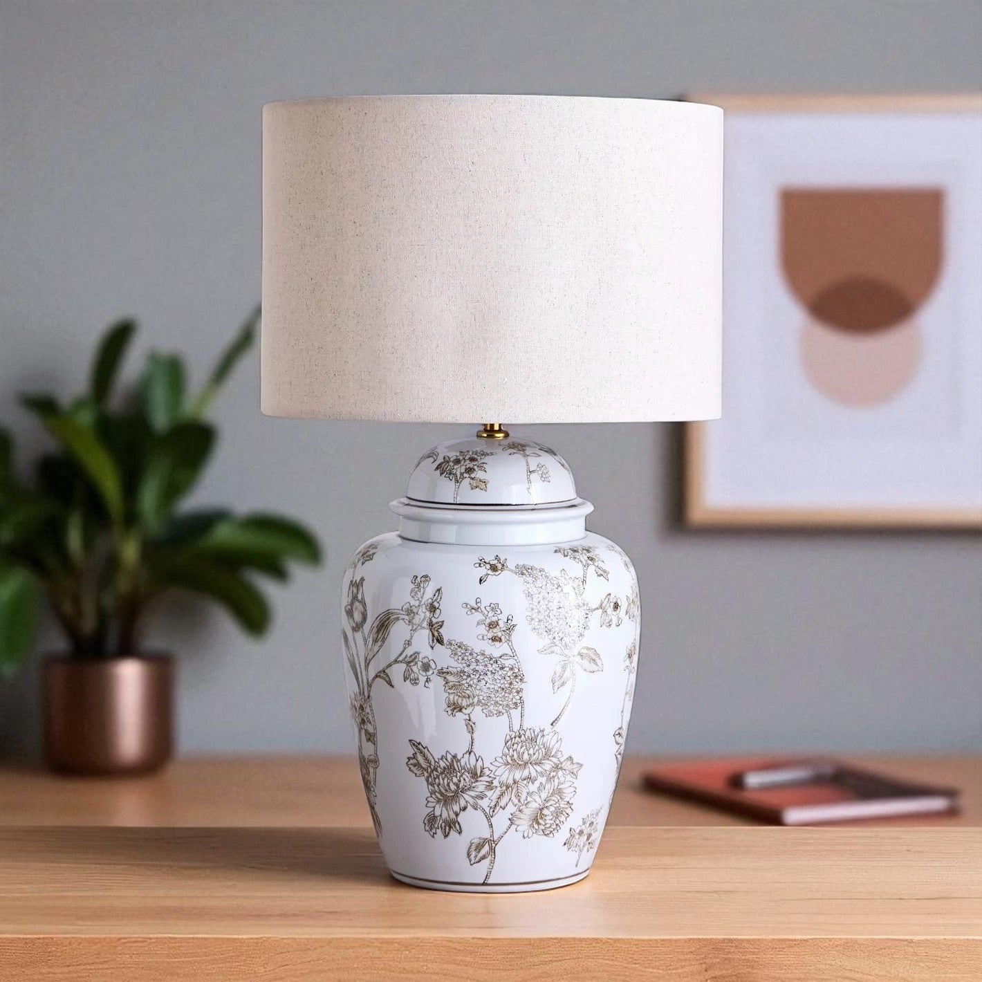 Table Lamp with Ceramic Design and Pattern