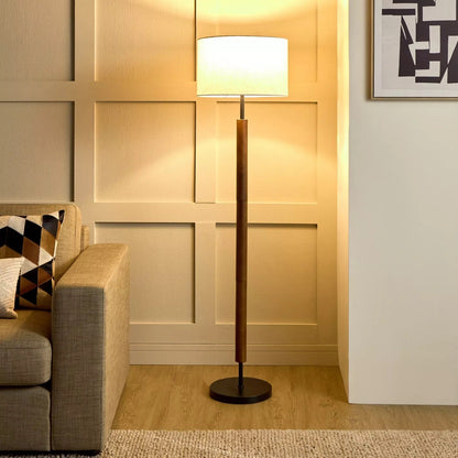 Wooden Floor Lamp in Brown Finish