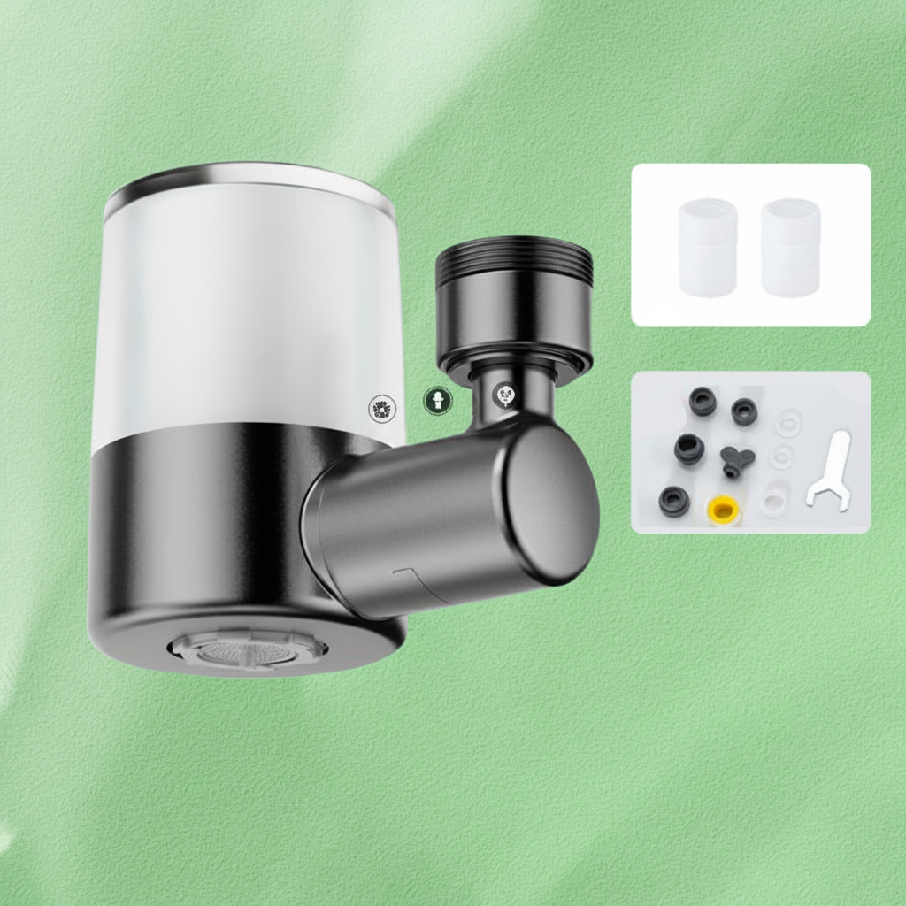 Faucet Nozzle with Swivel Filter and 720° Rotation