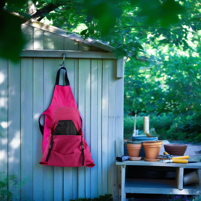Water-Resistant Gardening Apron with Cross-Back Straps & Dual Pockets