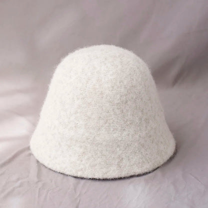 Foldable Vintage Fisherman Style Wool Bucket Hat for Women - Warm Cold Weather Accessory