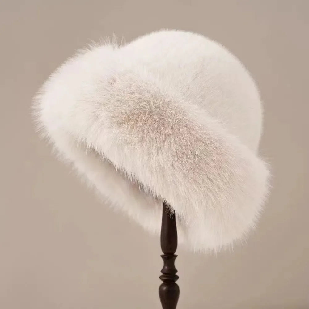 Faux Fur Bucket Hat for Women – Plush Winter Style, 58cm, 5 Colors