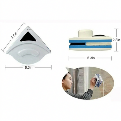 Dual-Sided Magnetic Window Cleaner with Microfiber Pads for Synchronized Cleaning