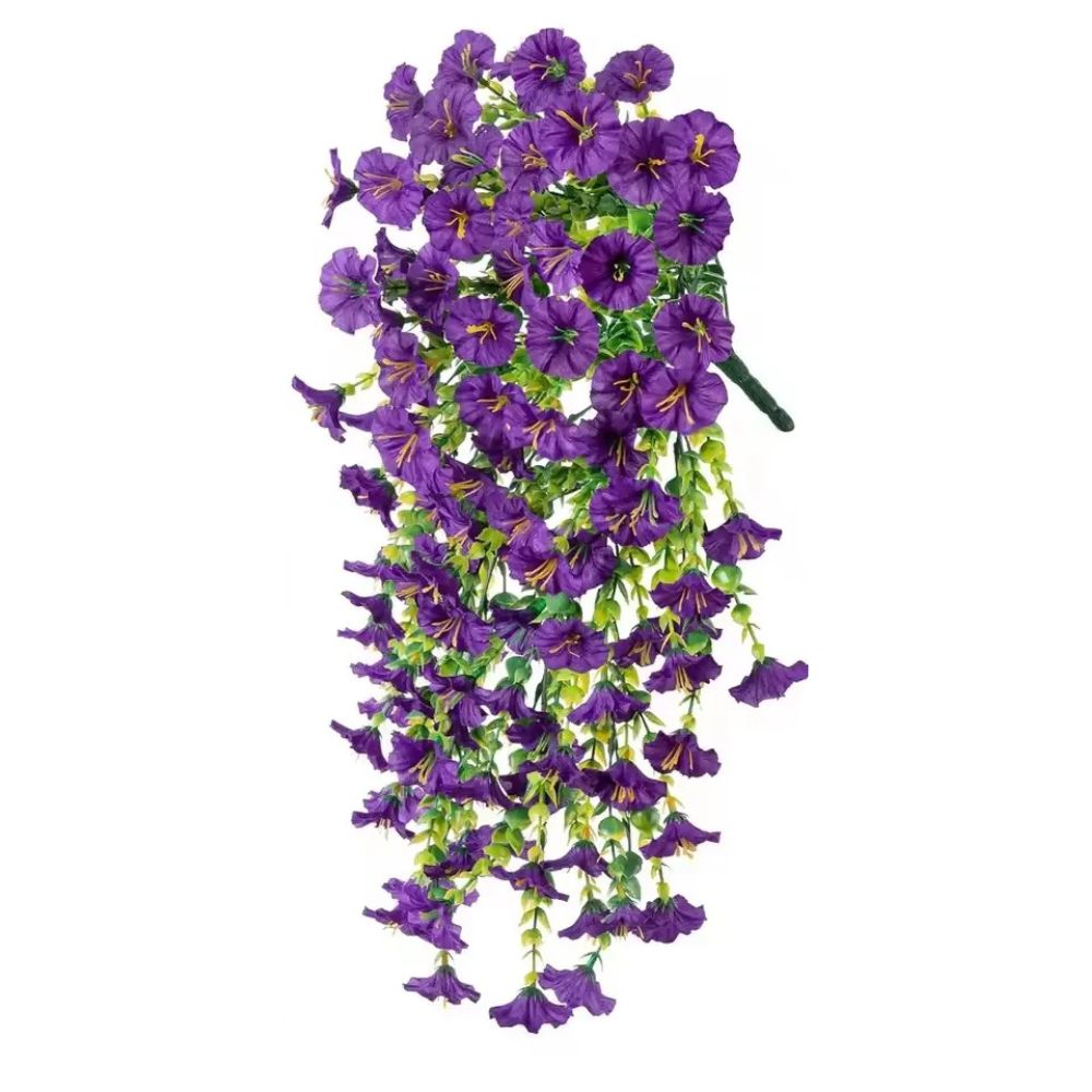 Artificial Morning Glory Vine Garland - 75cm UV Resistant Hanging Decor for Weddings, Patios, Balconies, and Fences