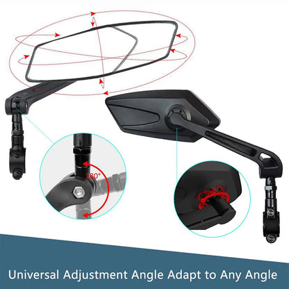 Foldable Handlebar Mirrors – Wide Angle Glass with 360-Degree Rotation