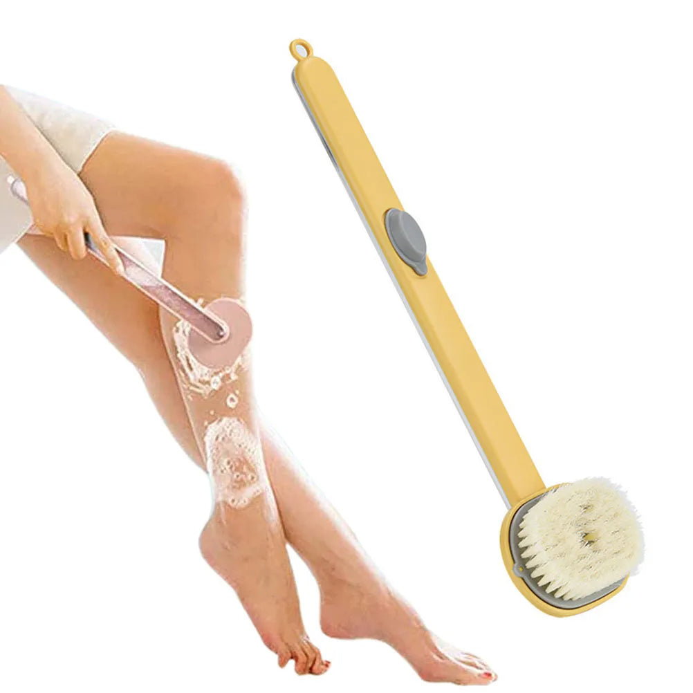 Curved Handle Back Scrubber with Gel Dispenser - 14.2 Inch Length
