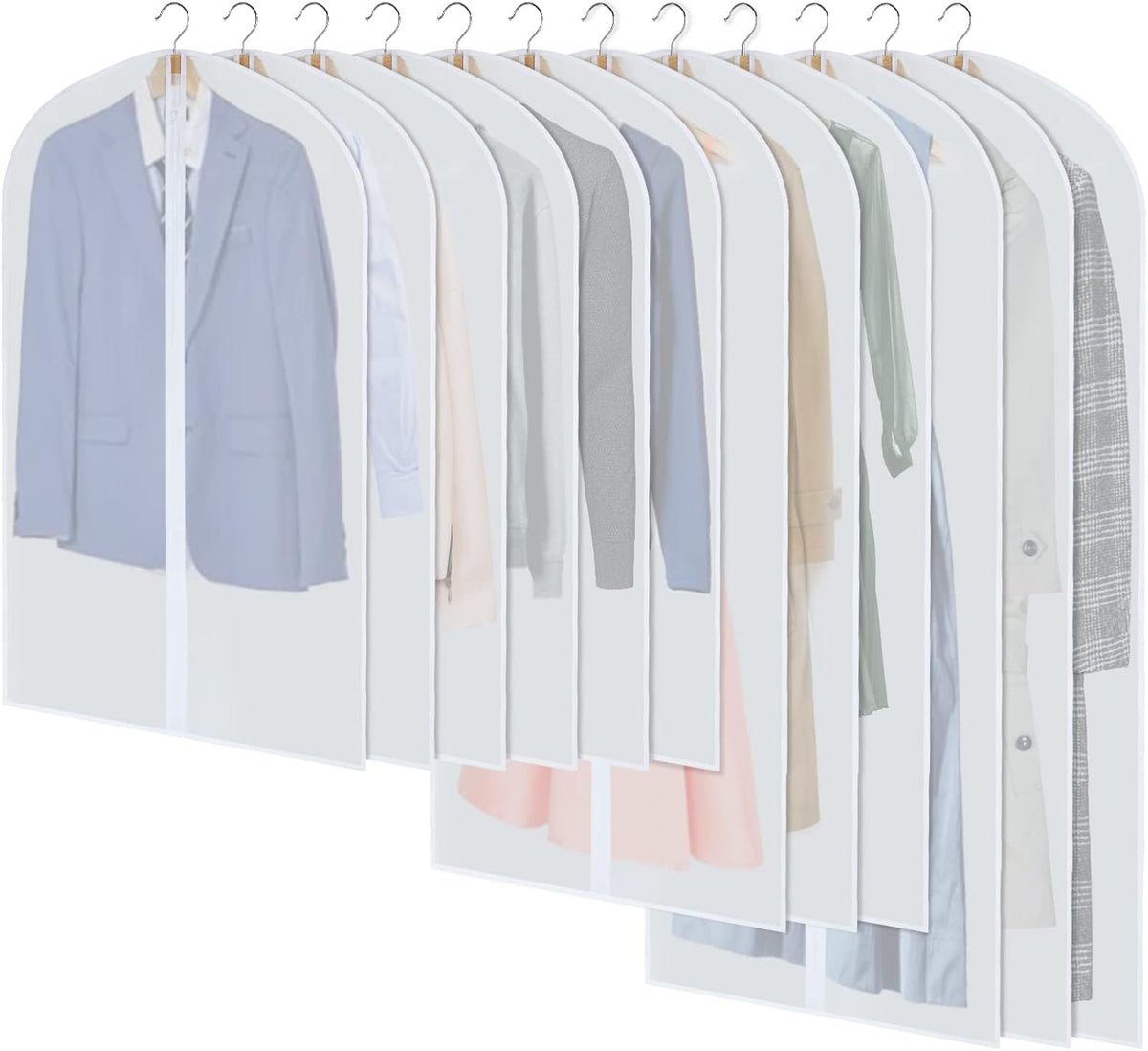 Premium Garment Storage Covers 24-Pack with Full-Length Zipper