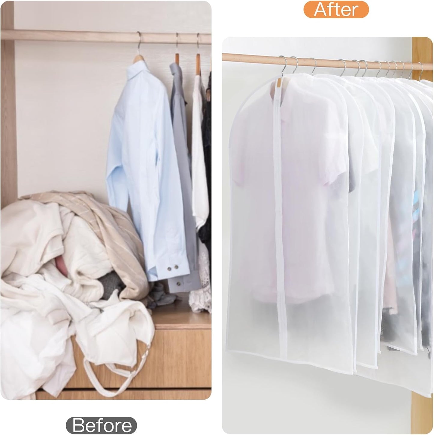 Premium Garment Storage Covers 24-Pack with Full-Length Zipper
