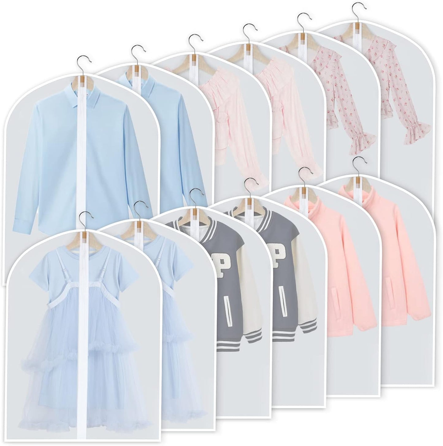 Premium Garment Storage Covers 24-Pack with Full-Length Zipper