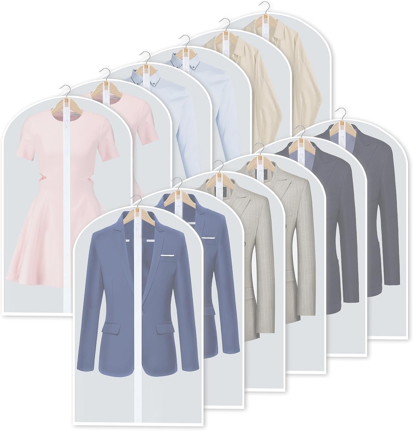 Premium Garment Storage Covers 24-Pack with Full-Length Zipper