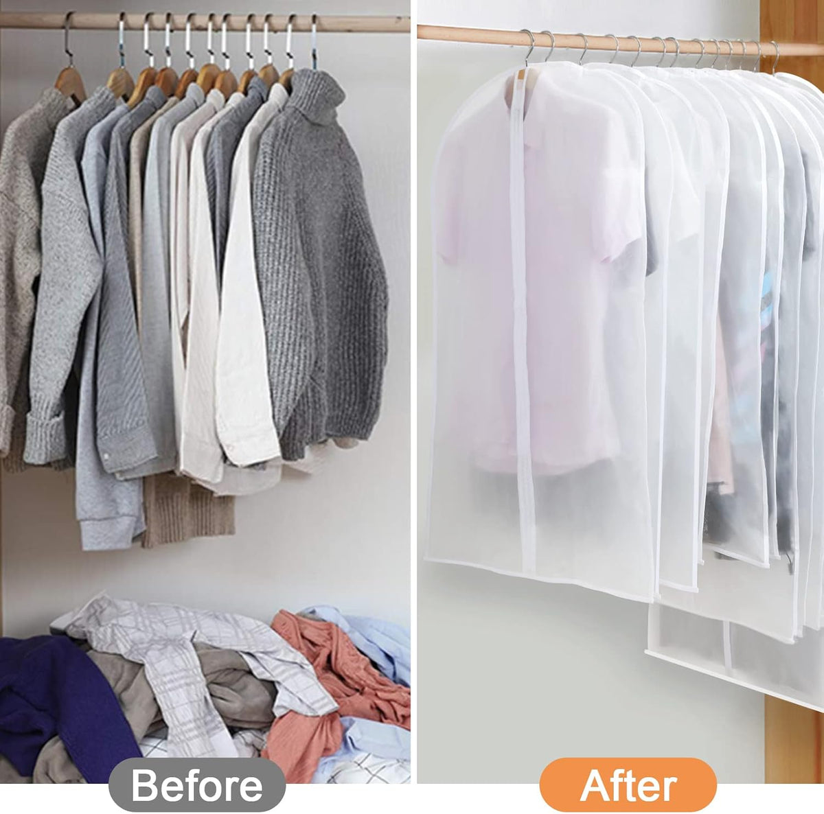 Premium Garment Storage Covers 24-Pack with Full-Length Zipper
