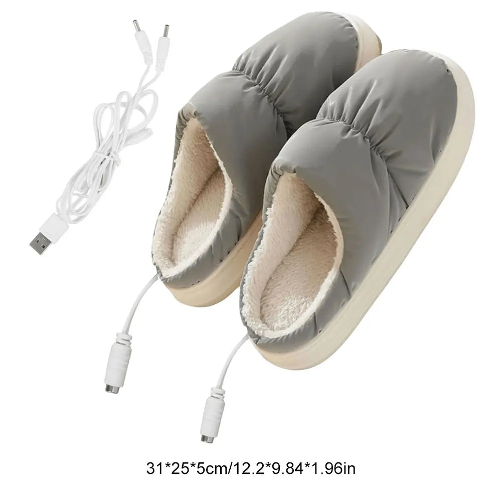 Electric Heated Slippers for Adults, Plush Lined Foot Warmers, One Size